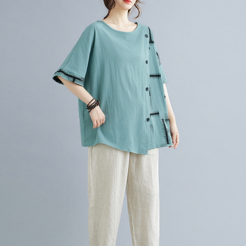 棉麻寬鬆短袖